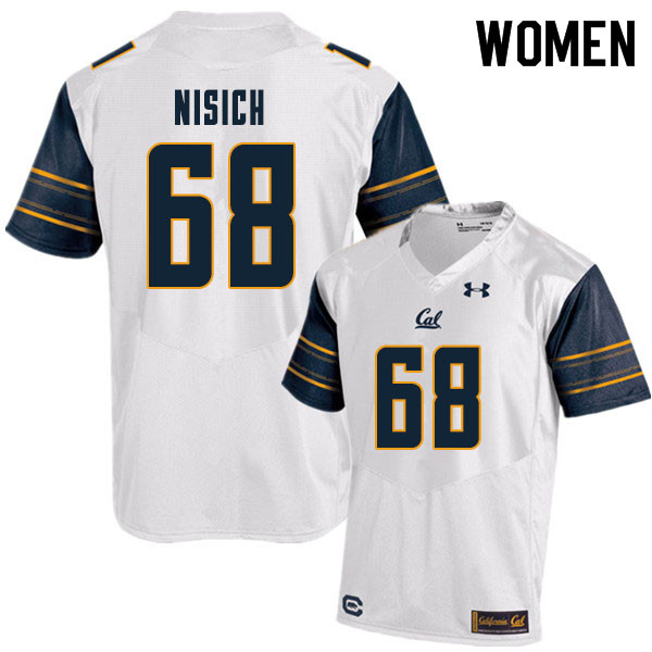 Women #68 Erick Nisich Cal Bears College Football Jerseys Sale-White - Click Image to Close